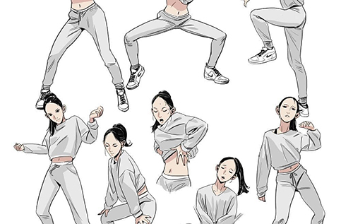 插画师joongchelkim人体动作姿势速写参考